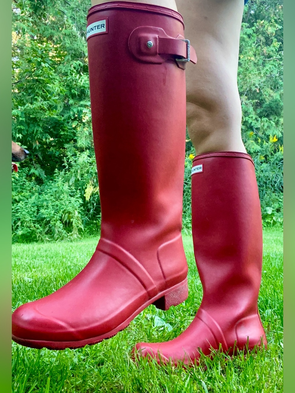 HUNTER tall red rain boots size 7
